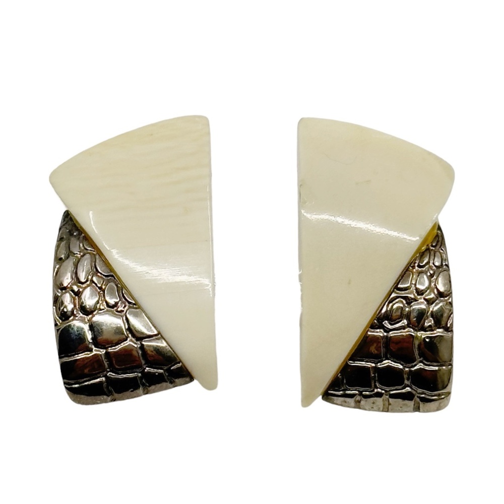 Vintage Sterling silver ivory earrings
